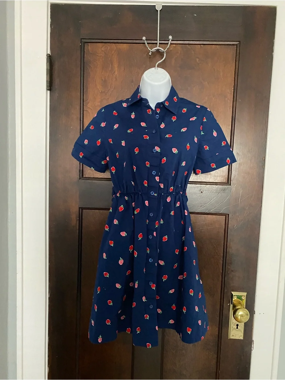 Kate spade Navy Button-Front Strawberry Print Shirt Dress